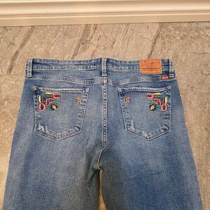 Lucky Brand Womens 29/8 Blue Ava Skinny Floral Embroidered Denim Jeans